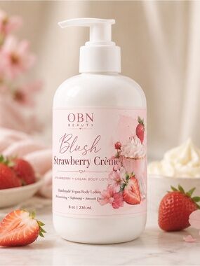 OBN Beauty Blush Strawberry Crème Body Lotion | Strawberry Cream 8 oz